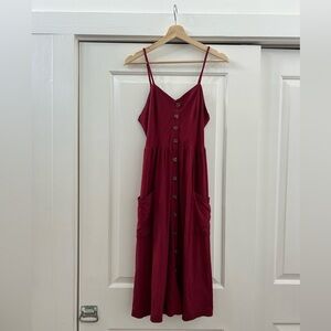 Good Luck Gem Midi Button Up Dress with Pockets - Size Medium